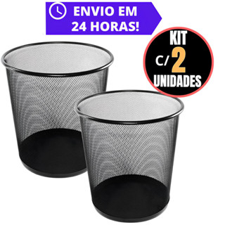 Kit Com 2 Lixeiras Metal 10 Litros Redondo Aramado Cesto Lixo Reforçado Para Escritorio Casa Quarto em Oferta na Shopee