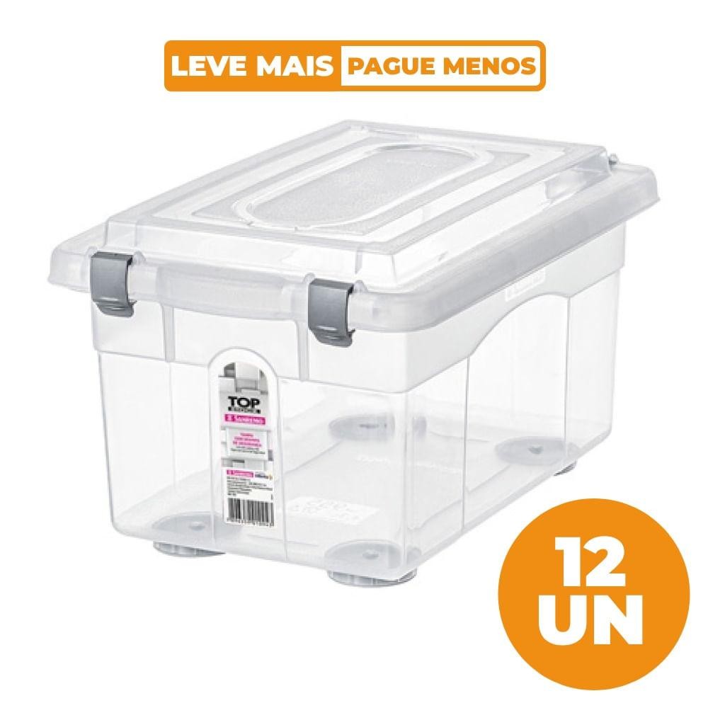 Kit 12 Caixas Organizadoras Transparentes 4,3L Top Stock Sanremo em Oferta na Shopee