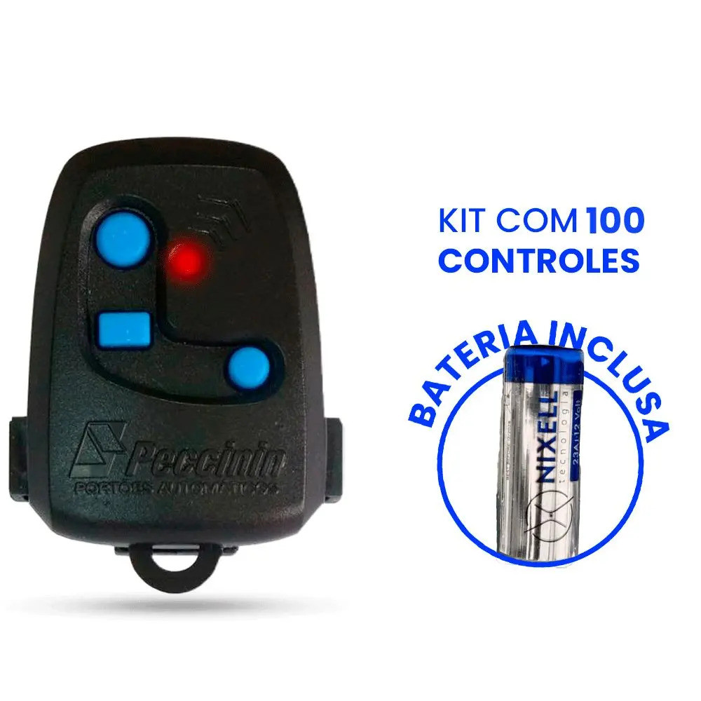 Kit 100 Unidades Controle Nice Peccinin Tx 3C Preto com pilha