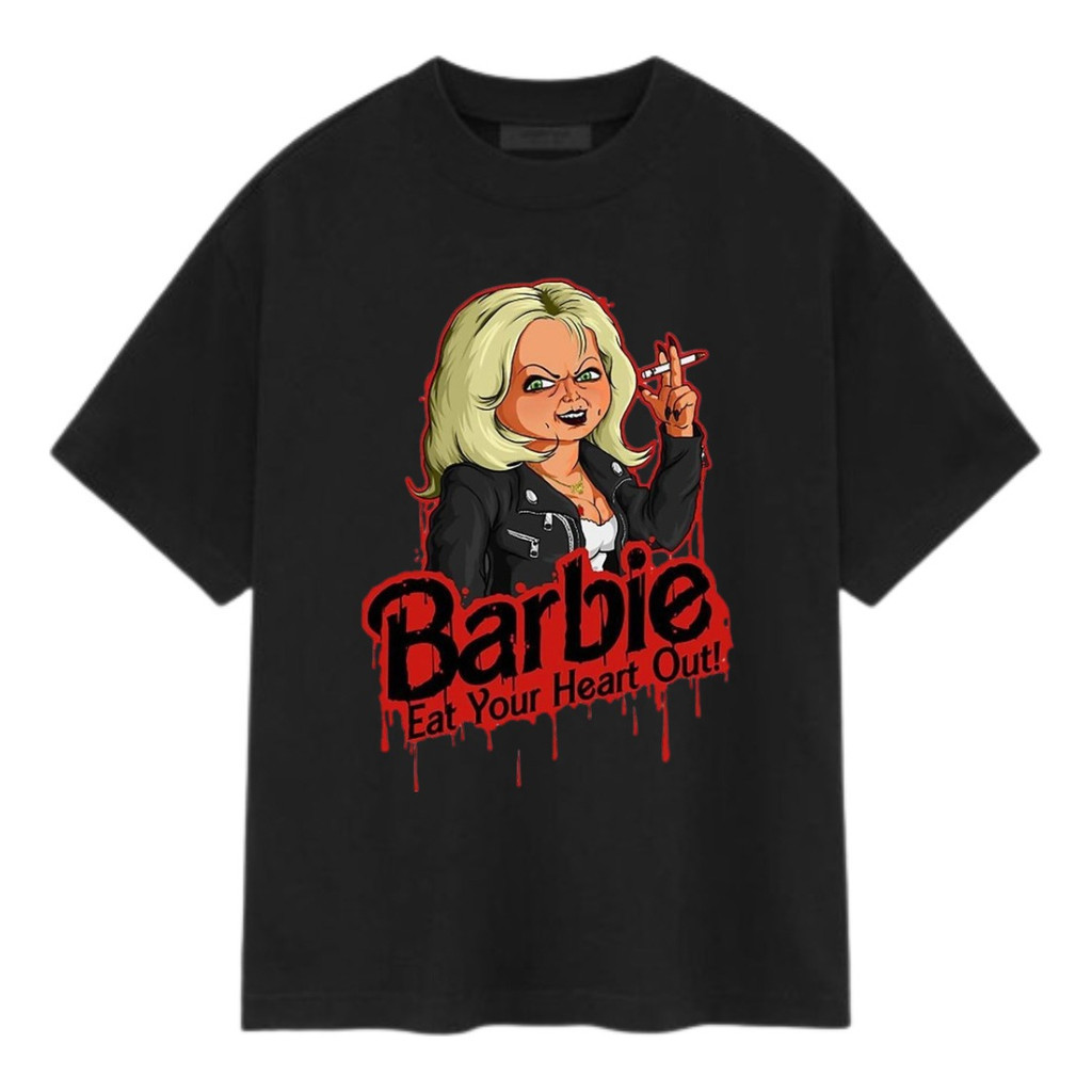 Camiseta Preta Infantil Adulto Noiva Do Chuck Barbie Tiffany em Oferta na Shopee