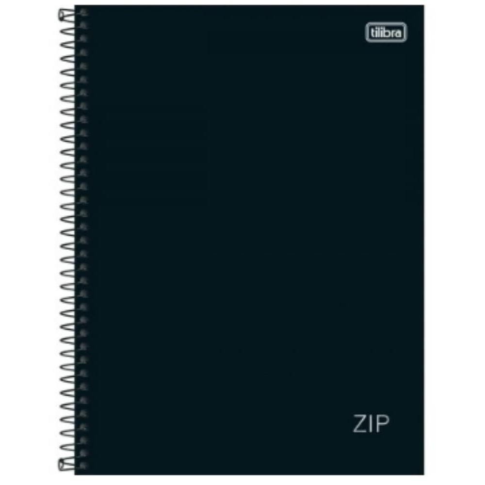 Caderno Universitário 10 Matérias 160Fls Capa Dura Espiral Zip Preto Tilibra