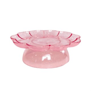 Bandeja Flower Com Pé - 180mm - Transparente Rosa Bebê Com Glitter - 1 unidade - Só Boleiras - Rizzo em Oferta na Shopee