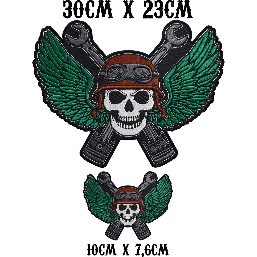 Kit Bordados Brasão Caveira Kamizaze Asa Verde Motoqueiro Cav3.2