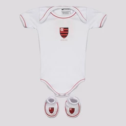 Kit Body Flamengo Basic Branco e Vermelho