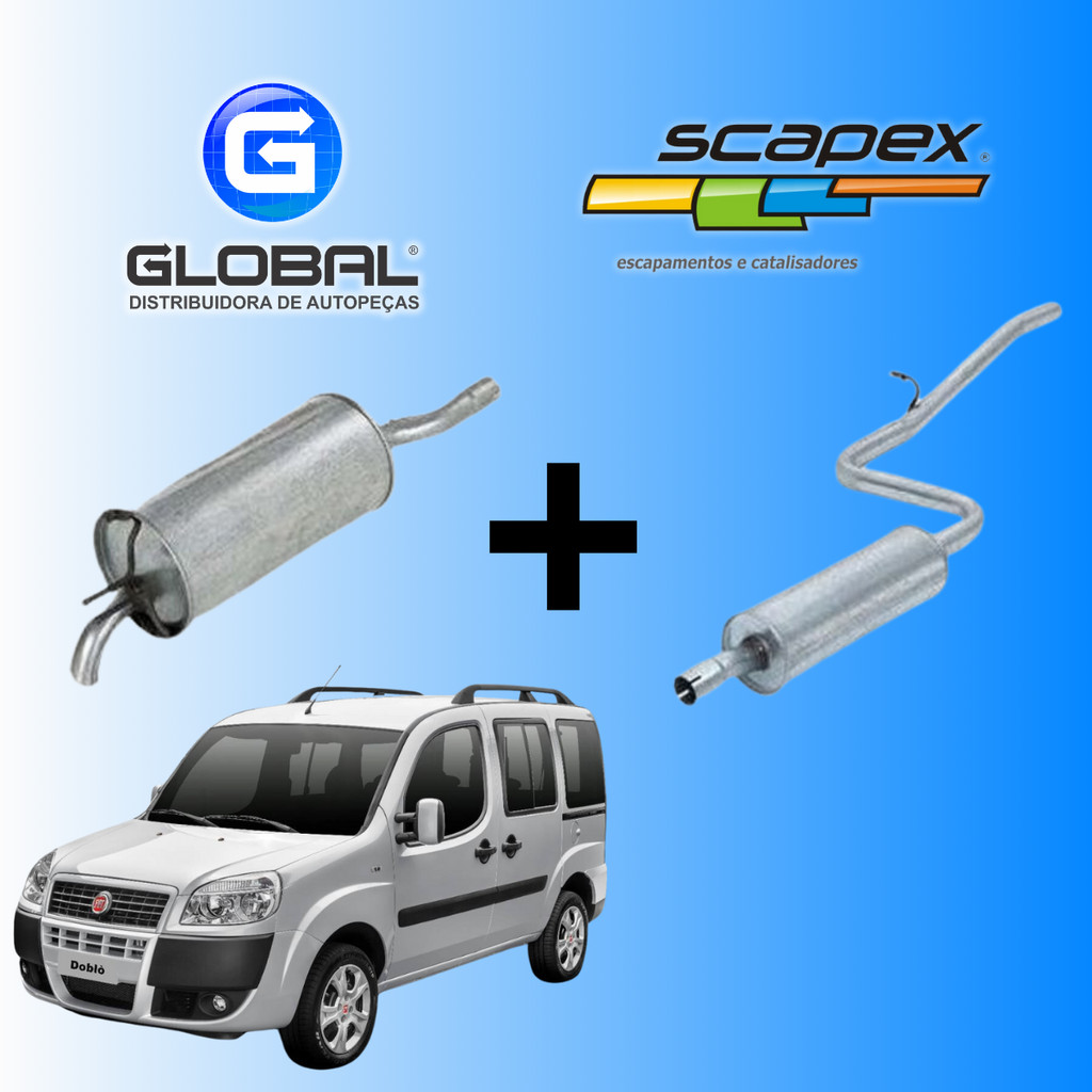 Silencioso Escapamento Traseiro e Intermediário Fiat Doblô 1.3 1.4 1.6 1.8 8v Scapex