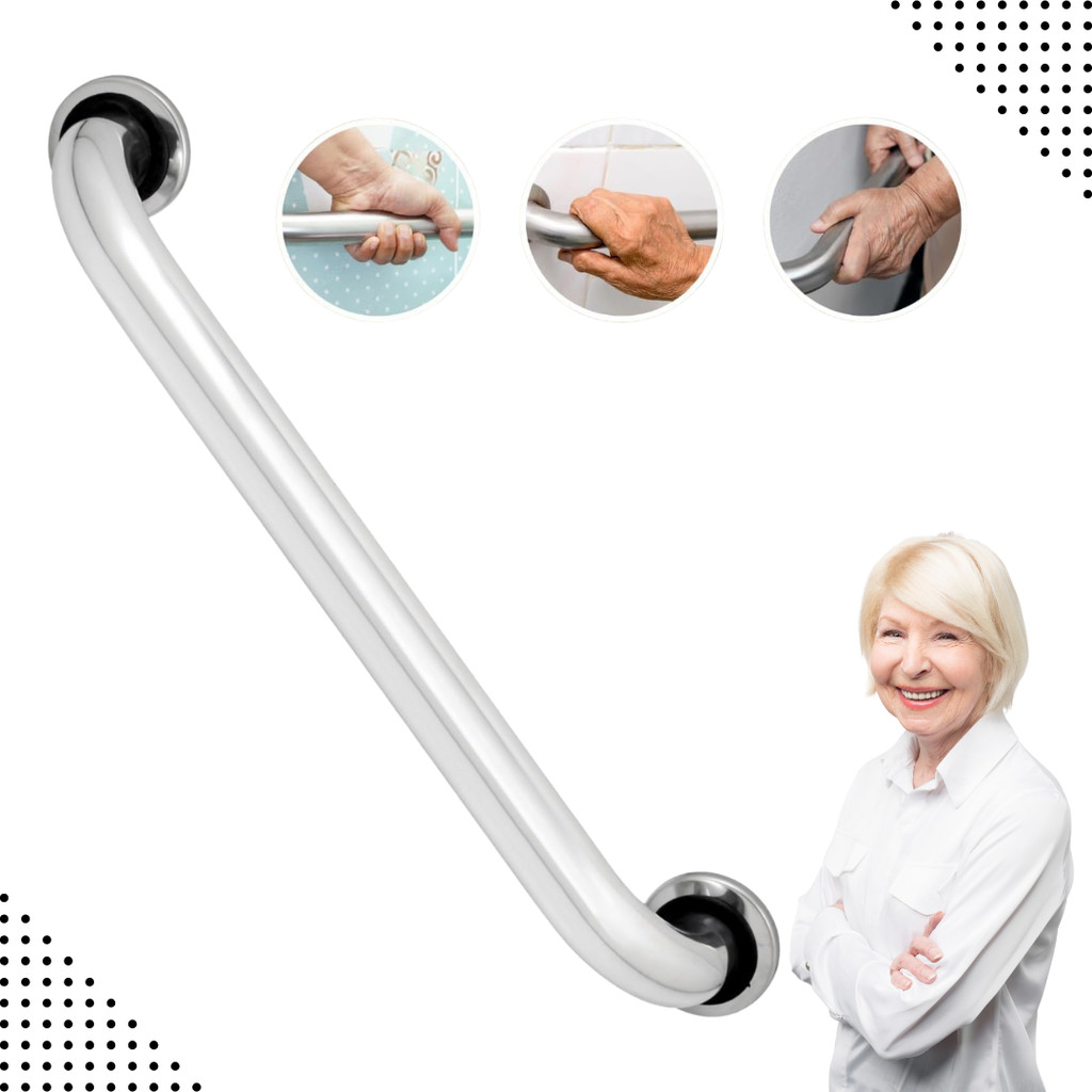 Barra de Apoio Alça de Segurança 80cm Inox para Banheiro Corredor Acessibilidade Idosos Cadeirantes Durável