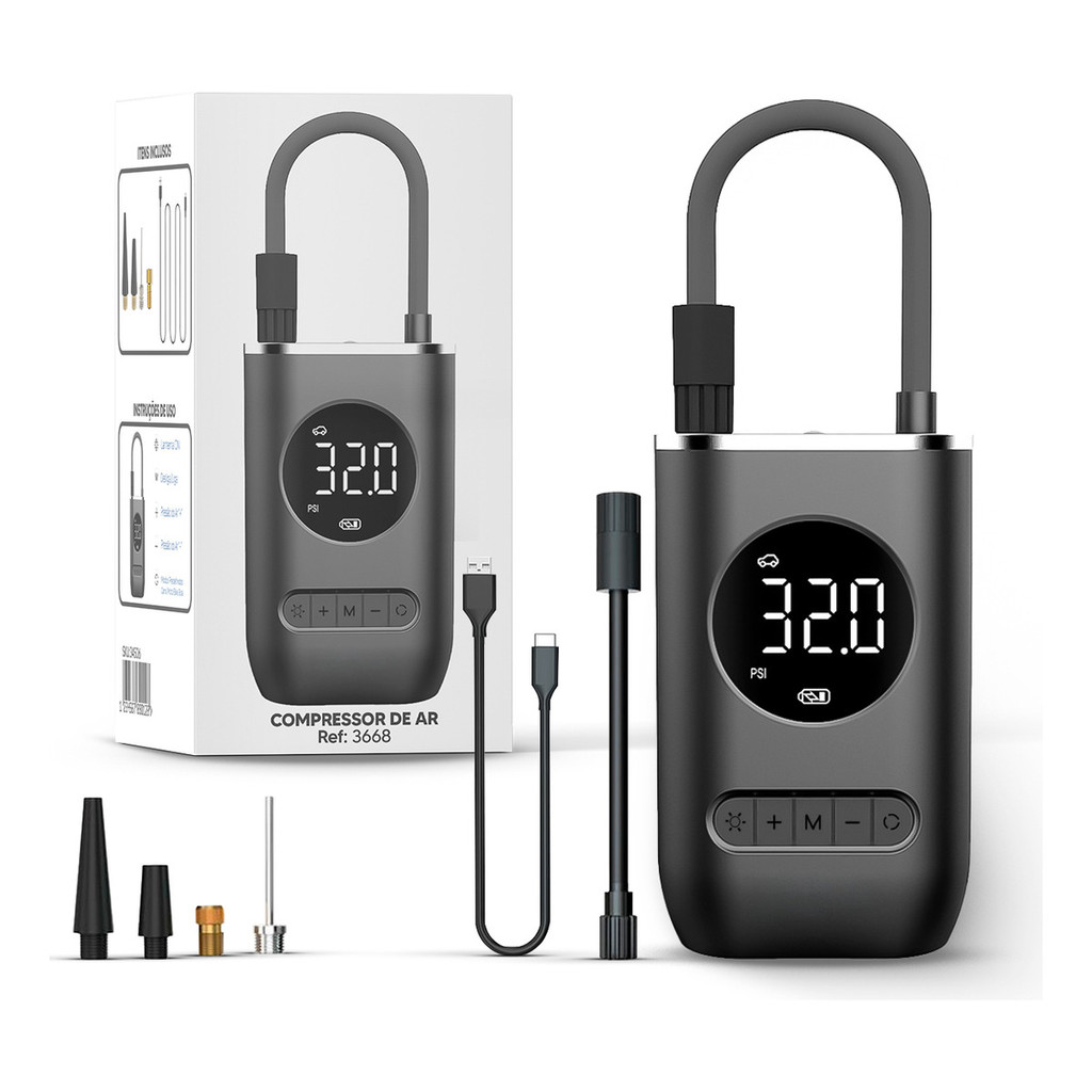 Mini Compressor Elétrica Portátil e Multifuncional Ideal Pneus Bolas e outros mais em Oferta na Shopee