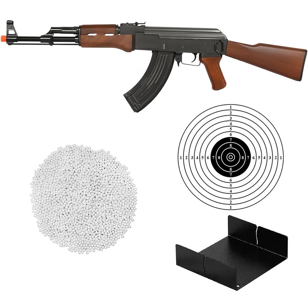 Kit Rifle Airsoft Elétrico Full Auto AK47 M900A 6mm - Double Eagle + 2000 Esferas 0.12g + Alvo + Porta Alvo em Oferta na Shopee