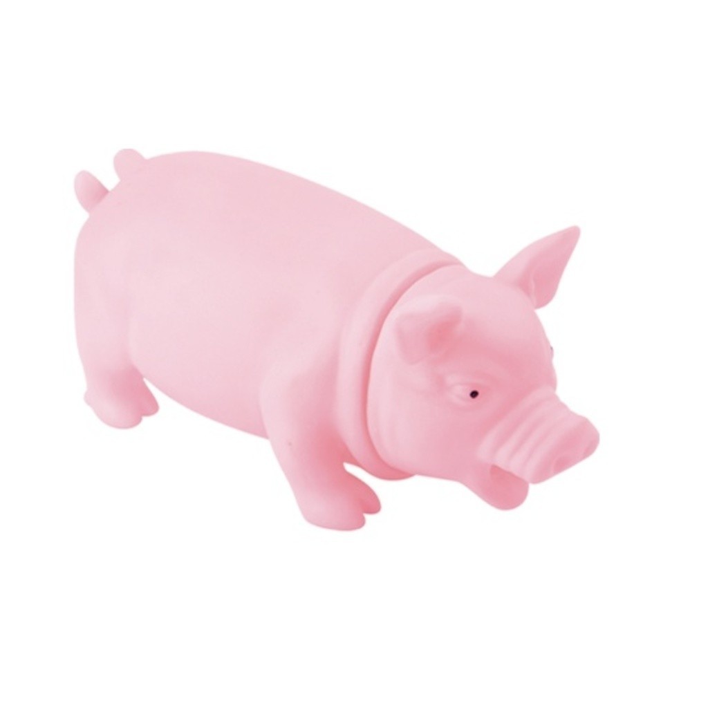 Porco Sonoro com Apito 17CM Brinquedo Mordedor Pet - Cores Sortidas