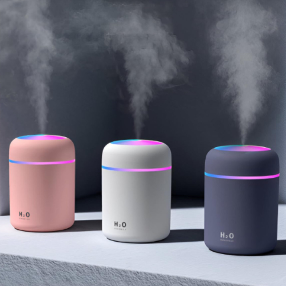 Mini Umidificador Portátil Atmosfera RGB Luz LED Colorida Silencioso USB para Quarto Escritório Sala