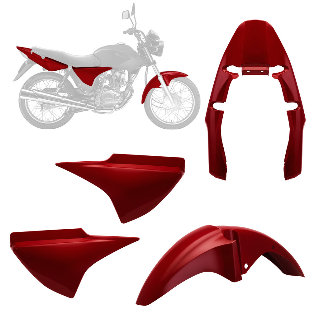 Kit Carenagem Cg Honda Titan 150 2004 Até 2008 Tampa Lateral Paralama Dianteiro Rabeta Completa