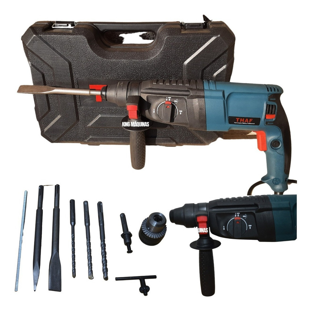 Martelete eletropneumático Thaf Professional preto e azul-turquesa com 800W de potência