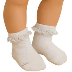 Meia Bebe Feminina Puket Soquete Rendada Cano Curto Algodão Frio Escolar