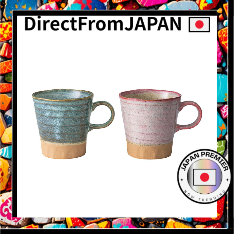Caneca de Par de Mino Yaki 2 Peças aproximadamente 330ml Compatível com Micro-ondas e Lava-louças Embalagem em Caixa de