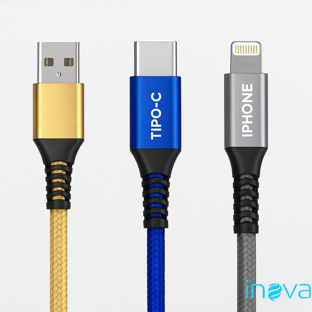 Kit 10 Cabos USB Reforçados 1m V8 Tipo C iPhone Inova Pronta entrega