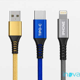 Kit 10 Cabos USB Reforçados 1m V8 , Tipo C com Adaptador , IPhone Inova Pronta entrega