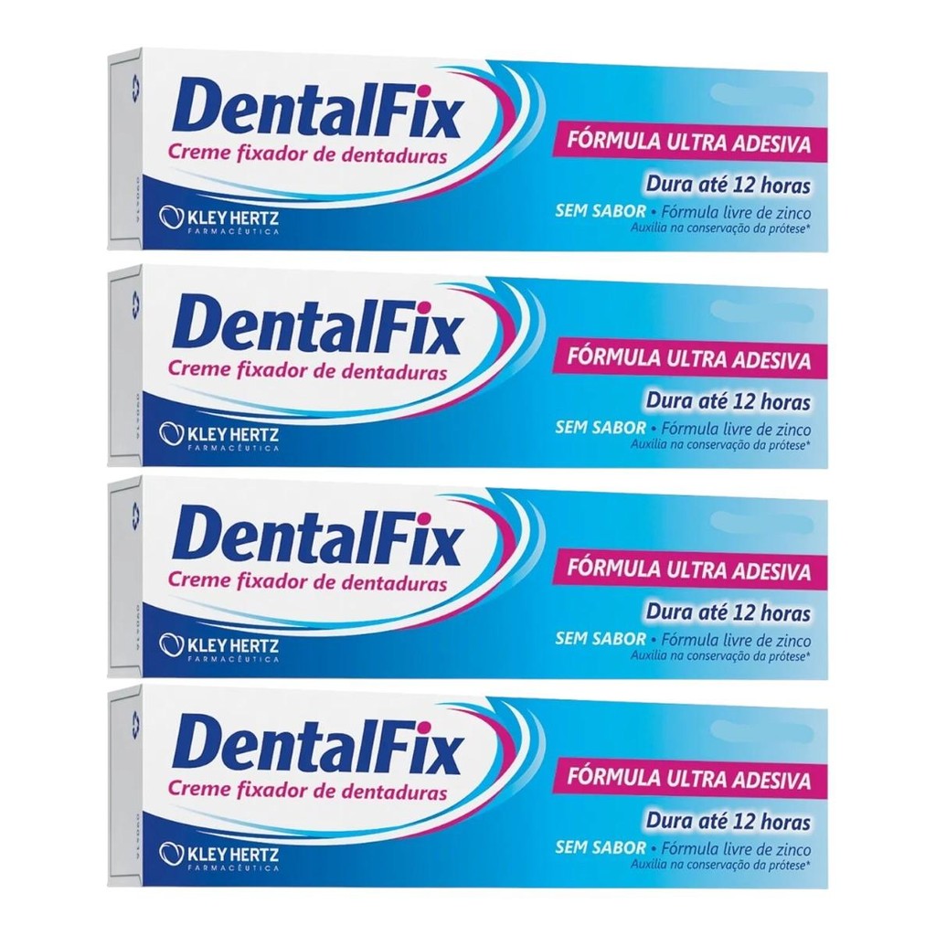 Kit DentalFix Creme Fixador Sem Sabor Com 4 Un De 68g Cada em Oferta na Shopee
