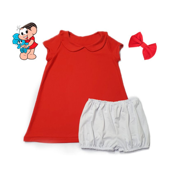 Fantasia Infantil Monica Vestido vermelho