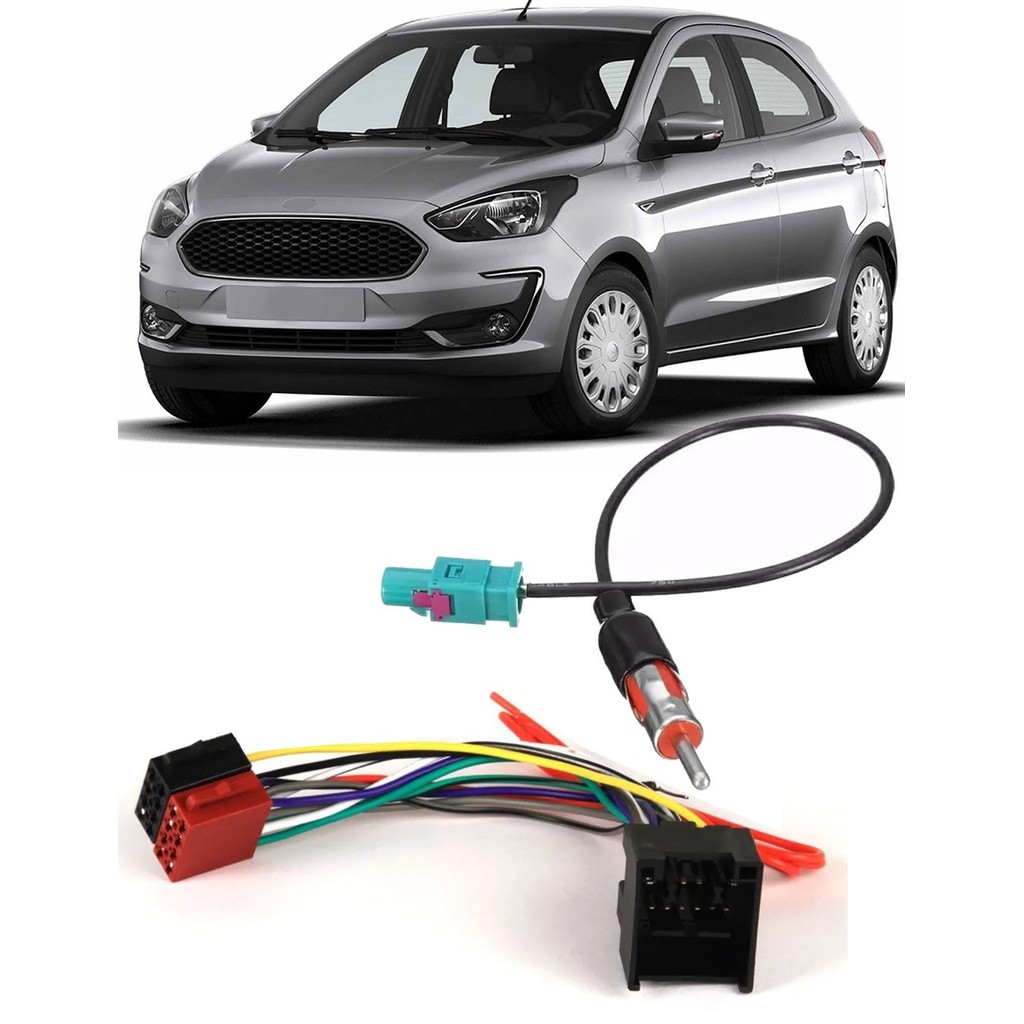 Kit Chicote de Ligação + Chicote Adaptador de Antena Ford Ka 2019 2020 2021
