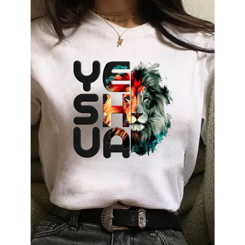 unissex Camisa Leão De Judá Yeshua Blusa Feminina Masculina Religiosa  Fit Algodão em Oferta na Shopee