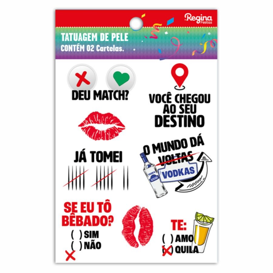 Tatuagem Temporária para Pele de Carnaval - 16 unidades - Regina - Rizzo