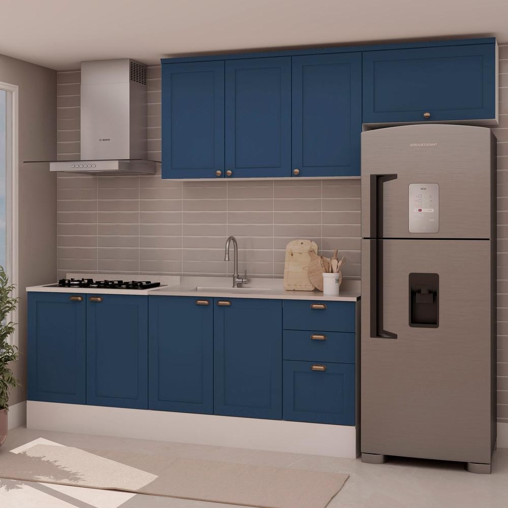 Armário De Cozinha Genialflex Iluminata 4 Peças Branco Azul em Oferta na Shopee