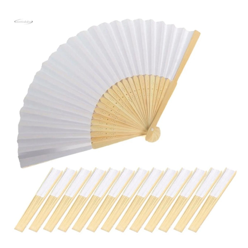 40 Pçs Ventilador De Bambu Adultos Crianças Caligrafia Pintura Prática Em Branco Dobrável Presentes De Casamento