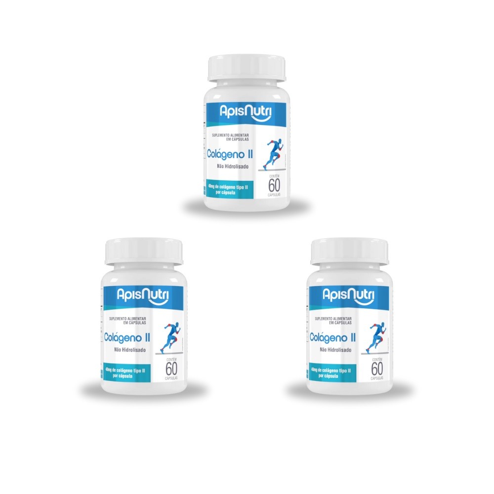 Kit 3 Colágeno Tipo 2 Não Hidrolisado - 60 Caps - Apisnutri