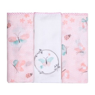 Kit Fralda De Pano Papi Bordados Karinho Borboleta - 03 Peças em Oferta na Shopee
