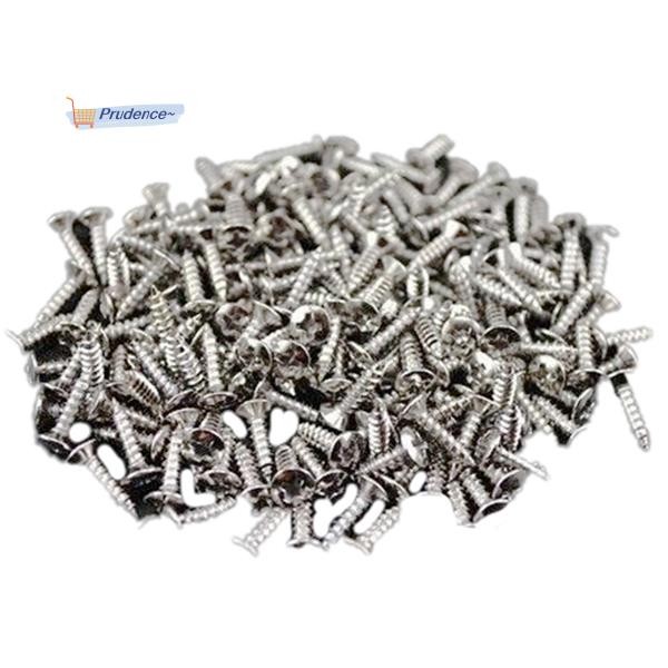 100 Peças Parafusos Pickguard De Guitarra Para Elétrica Strat/Tele Baixo Prata