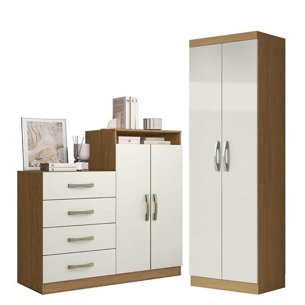 Cômoda Sapateira Londres 2004142 E Armário Multiuso New 2000192 Atacama Off White - Aramóveis em Oferta na Shopee