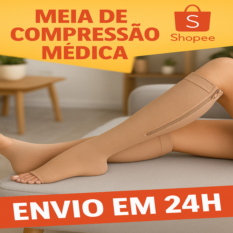 Par Meia Média Compressão Varizes Pernas Cansadas Inchaço Dores 3/4 Zíper 20-30 Mmhg Compressão Unissex