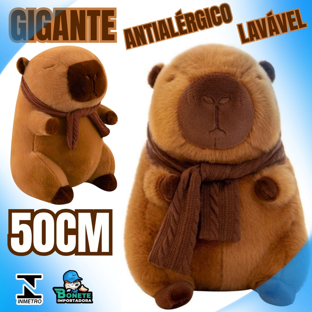 Capivara de Pelúcia Grande 50cm – Toque Aveludado e Zíper para Lavagem em Oferta na Shopee