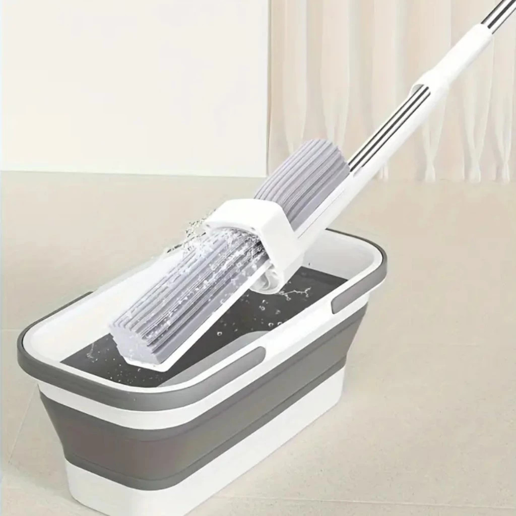 Balde Dobrável Retrátil Suporta impactos Limpeza Faxina Lavar Flexível  4 Rodinha Casa Resistente