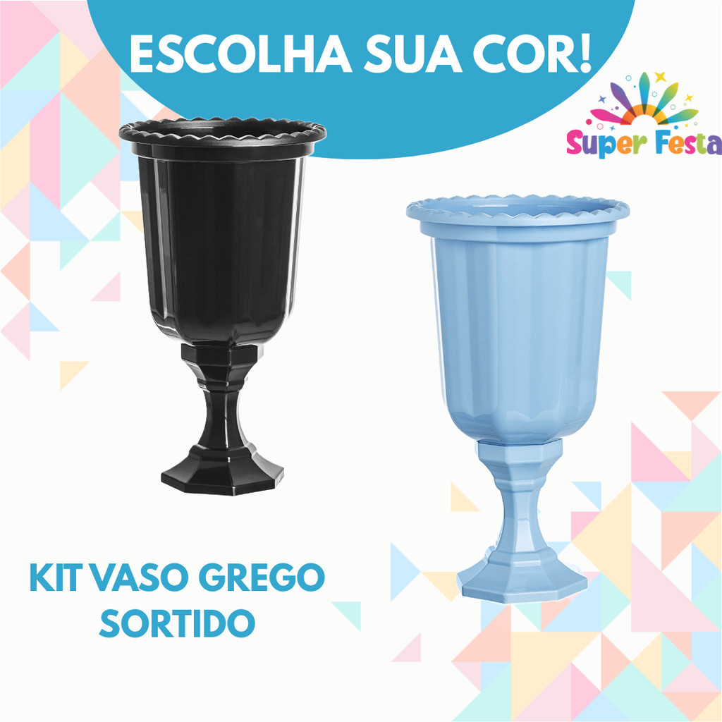KIT SORTIDO 2 UNIDADES VASOS GREGO DECORATIVO LINHA DIAMANTE 850 ML - DIVERSAS CORES KIT SORTIDO 2 UNIDADES VASOS GREGO DECORATIVO LINHA DIAMANTE 850 ML - DIVERSAS CORES