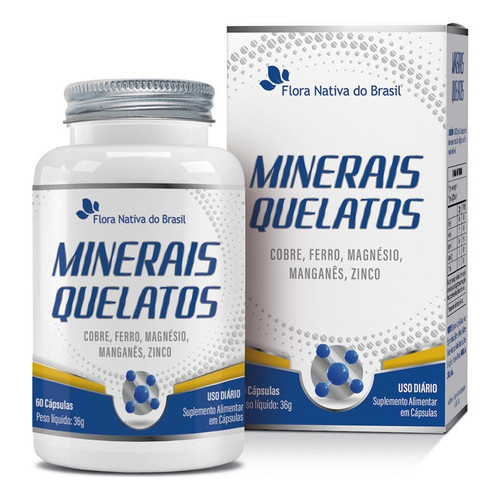 Minerais Quelato Cobre Ferro Magnésio Zinco Manganês 60caps