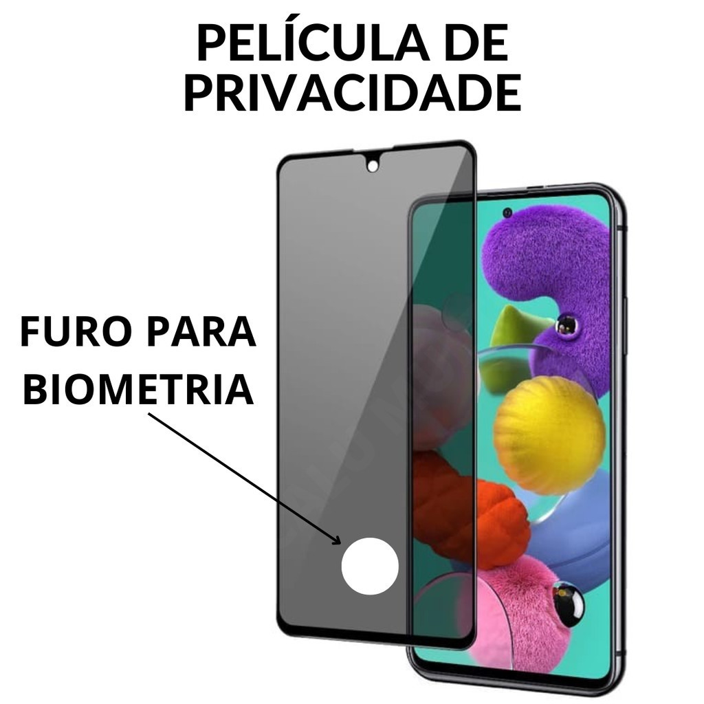 Película de Privacidade Vidro 3D Para Samsung Galaxy S20 FE Com Furo Para Biometria