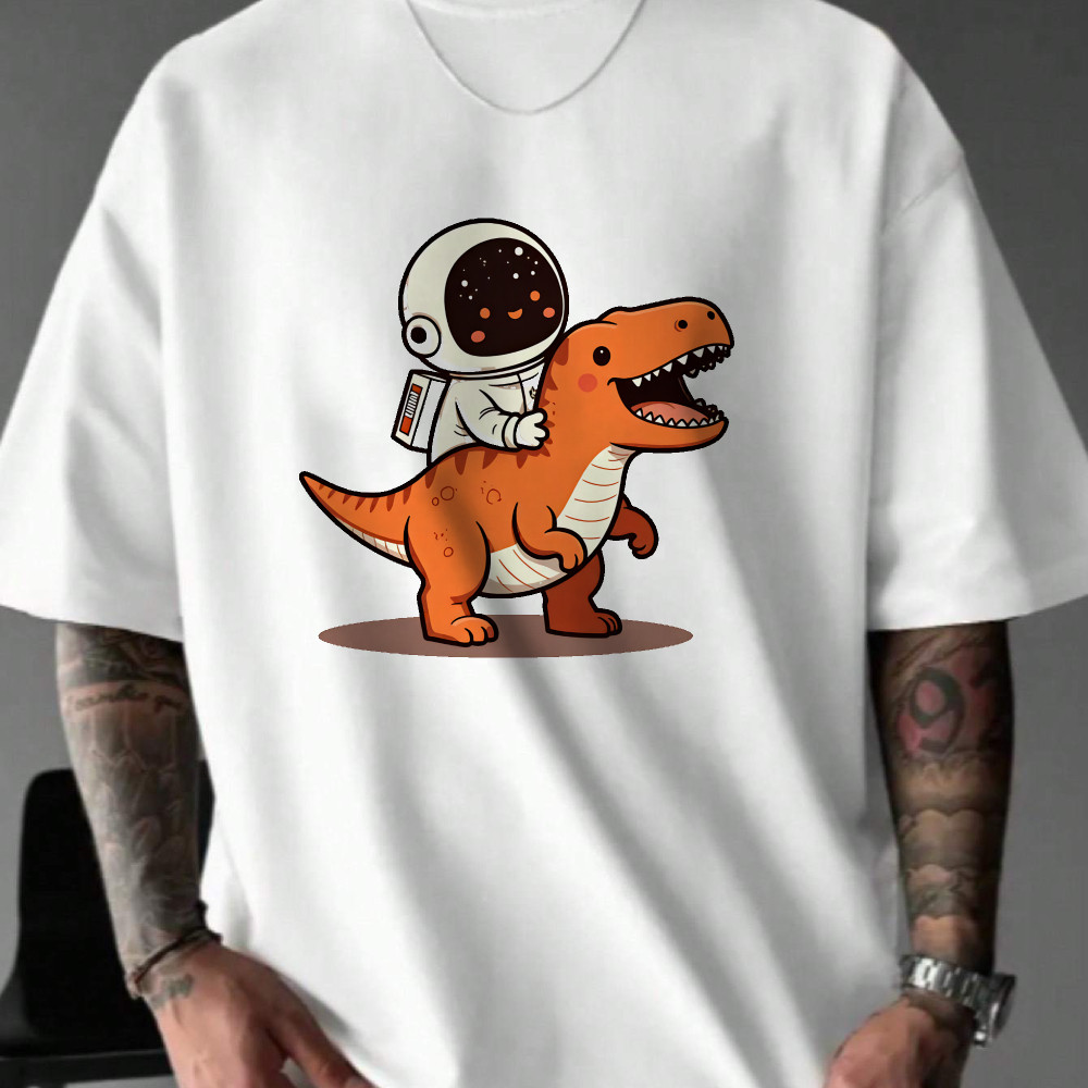 Camiseta Estilo Dinossauro Astronauta Streetwear Novo