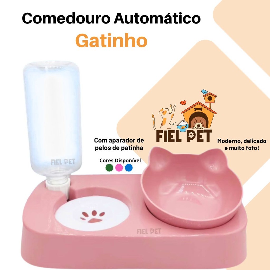 Kit Bebedouro Comedouro Duplo Automatico Pet Cachorro Gato Prático