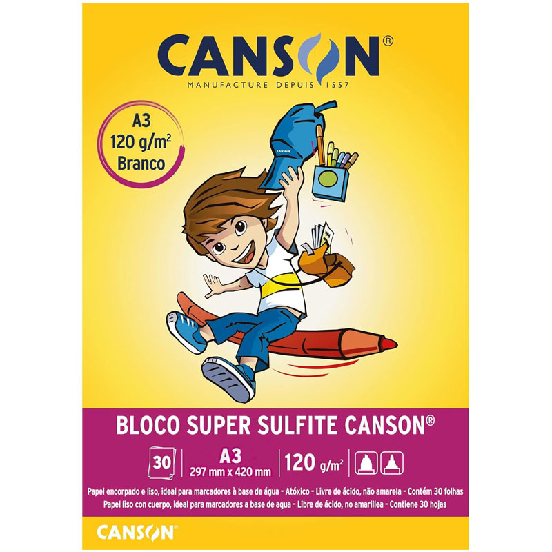 Bloco desenho super sulfite A3 120g com 30 folhas Canson