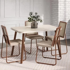 Conjunto Sala de Jantar 4 Cadeiras Trento Carraro Petra e Rosê