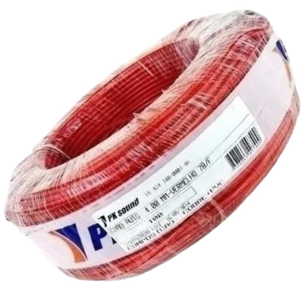 Fio Automotivo 4mm 100 Metros Vermelho Permak
