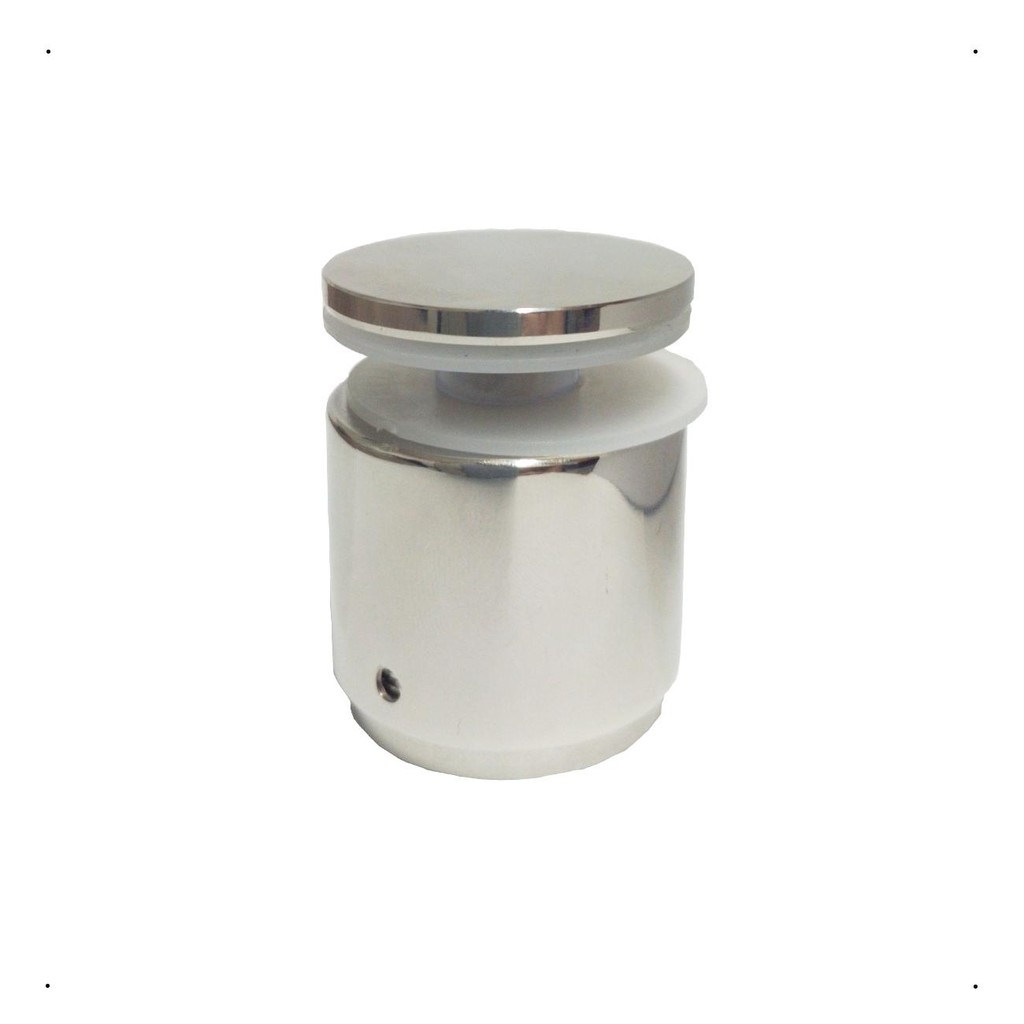 Prolongador Espaçador Extensor Botton Polido Redondo Inox 304 com Regulagem Para Guarda Corpo Vidro Sacada RR Inox