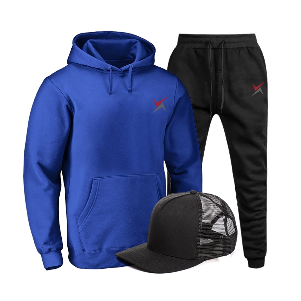 Conjunto Blusa Casaco Calça Moleton Boné Polo Extreme Royal