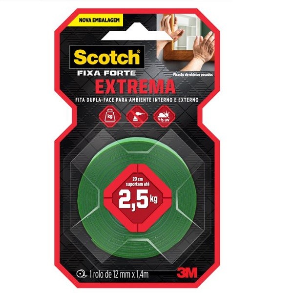 Fita Dupla Face Fixa Forte EXTREME 3M 12MM X 1,4M - Home & Living