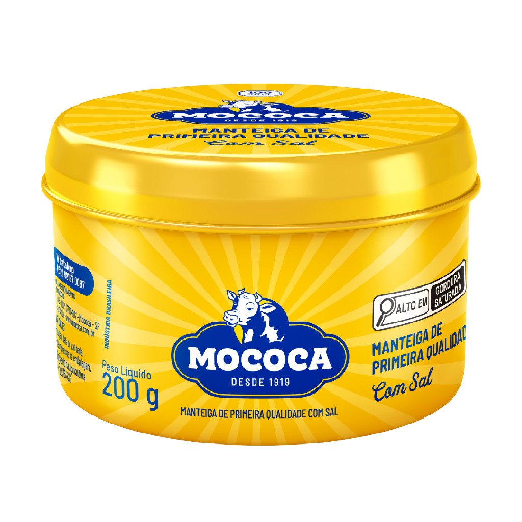 Manteiga de Primeira Qualidade Com Sal Lata 200g Mococa - Food & Beverages