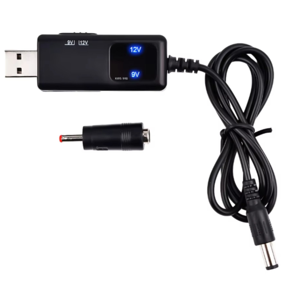 Conversor USB Boost/Step-Up para 9V e 12V com Seletor de Voltagem e Conector Universal