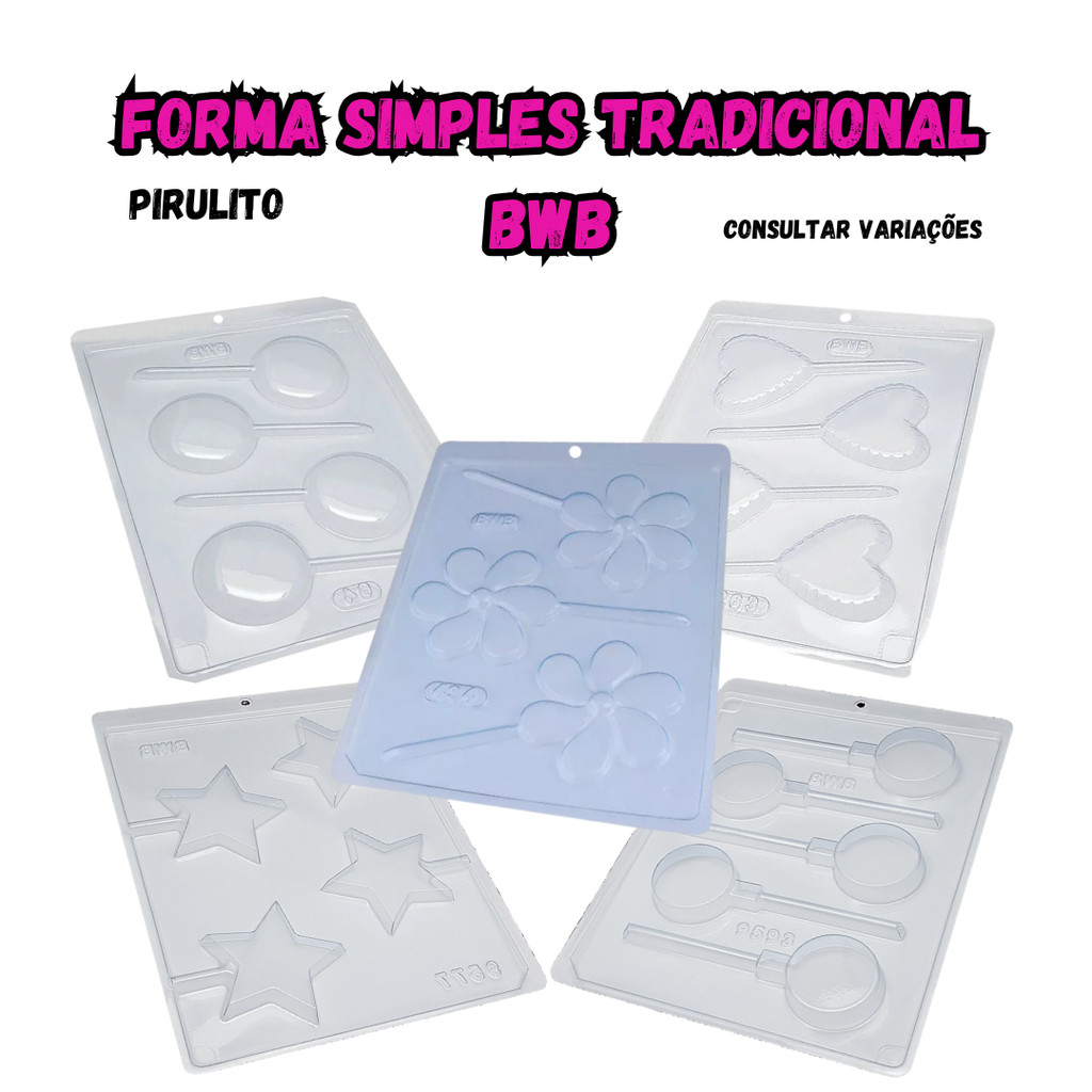 3~10 Forma Pirulito Simples Tradicional BWB Acetato Para Chocolate Festa Vários Formatos Prática