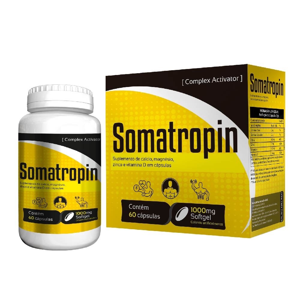 Somatropin Complex Activador Cálcio, Magnésio, Zinco e Vitamina D 60 Cápsulas