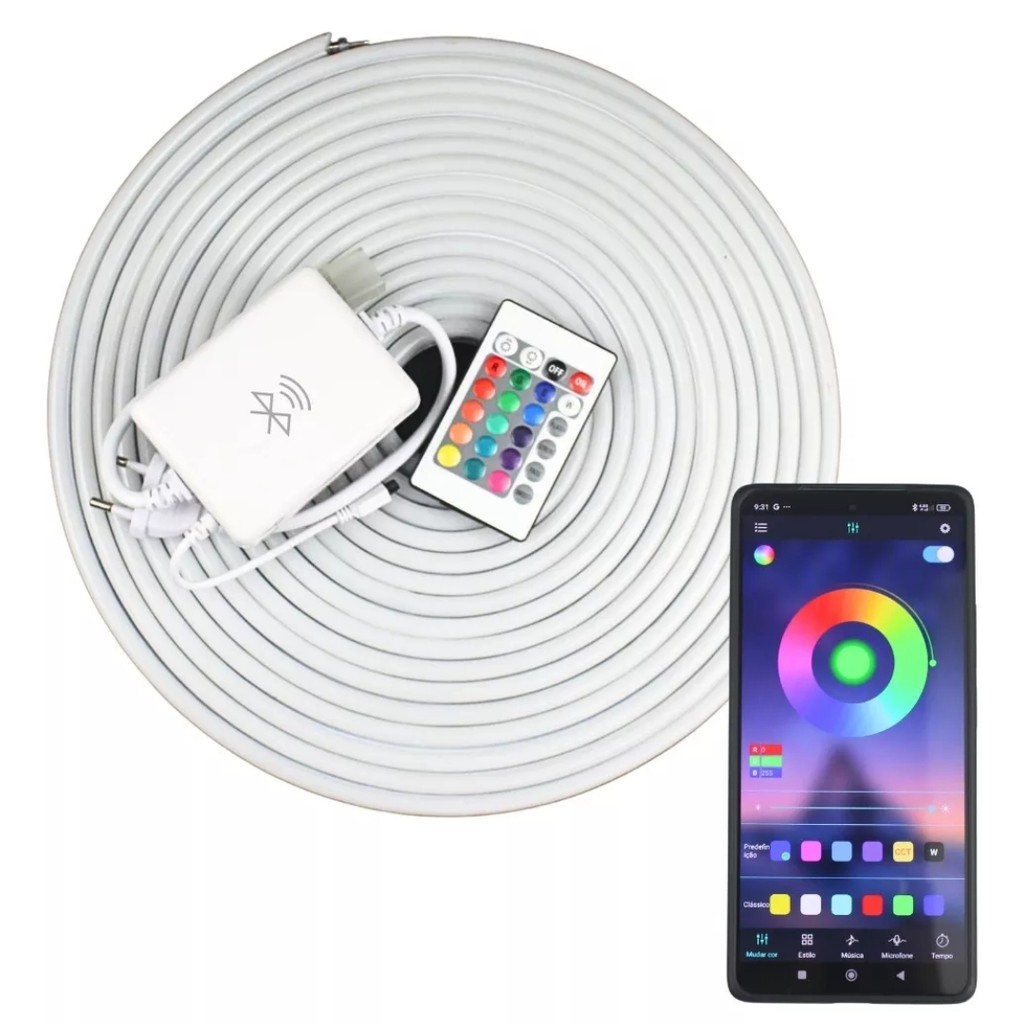 Mangueira Led Neon RGB 21m Bluetooth Aplicativo Android IOS 220V